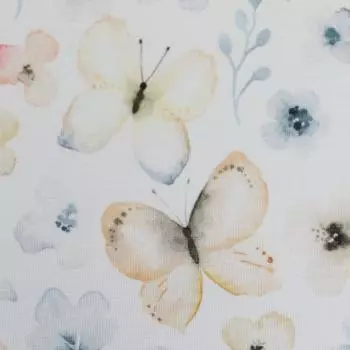 Jersey Theo Schmetterlinge - Blüten weiß