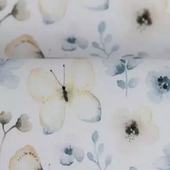 Jersey Theo Schmetterlinge - Blüten weiß