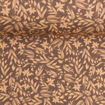 Baumwoll Druck Floral Blumen braun