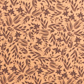 Baumwoll Druck Floral Blumen hellbraun
