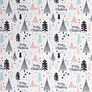 Preview: Baumwolle Noel Tannenbäume auf Weiß