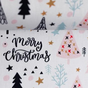 Baumwolle Noel Tannenbäume auf Weiß