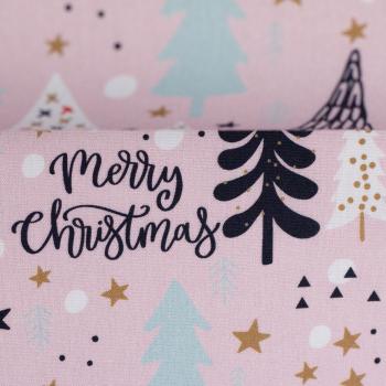 Baumwolle Noel Tannenbäume auf Rosa