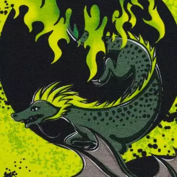 French Terry - Mystic Dragons by Steinbeck - Drachen, khaki/grasgrün