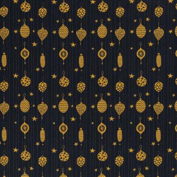 Baumwoll Druck Weihnachten Schwarz/Gold