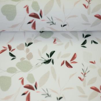 Jersey Berne Floral blätter weiß
