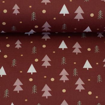 Preview: Baumwolle Bäume auf Bordeaux