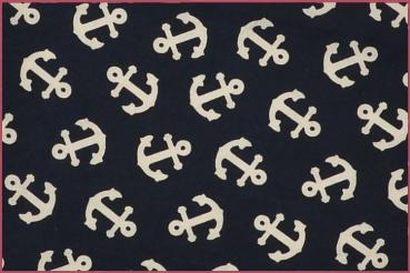 Baumwoll navy - Druck Anker weiß