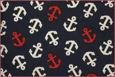 Baumwoll navy - Druck Anker weiß/rot