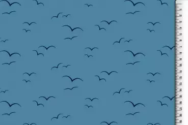 Jersey Motiv Möwen - hellblau