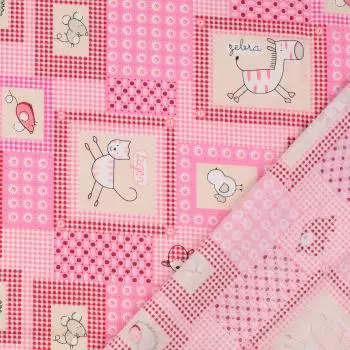 Baumwoll Druck Tiere rosa