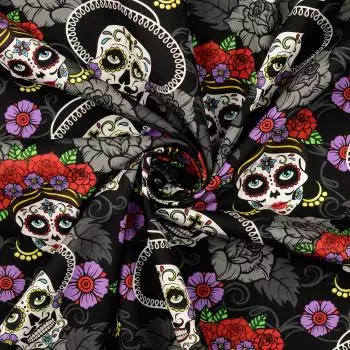 Popeline Druck Skulls