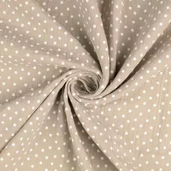 Musselin Double Gauze - Sterne - taupe