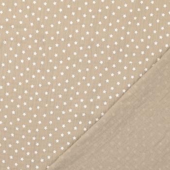 Musselin Double Gauze - Sterne - taupe