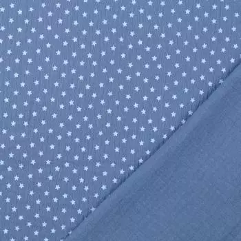 Musselin Double Gauze - Sterne - blau