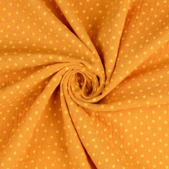 Musselin Double Gauze - Sterne - gelb