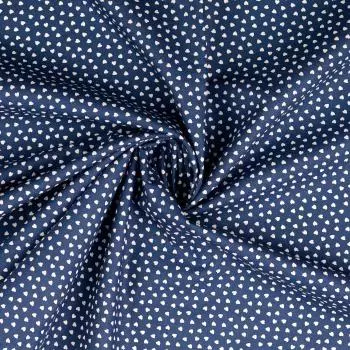 Baumwoll Druck Herzen Navy