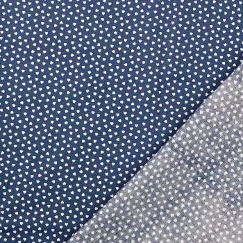 Baumwoll Druck Herzen Navy