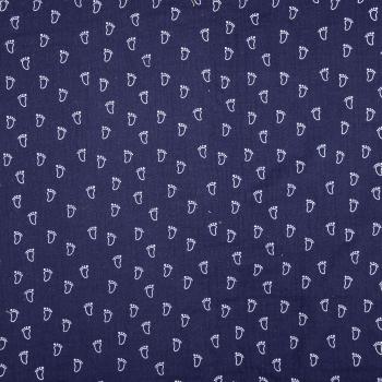 Musselin navy Fußabdruck - weiss