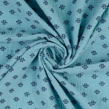 Musselin blau Punkte Muster