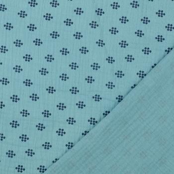 Musselin blau Punkte Muster