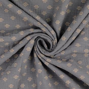 Musselin taupe Punkte Muster