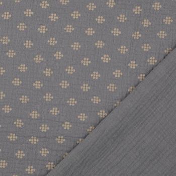 Musselin taupe Punkte Muster