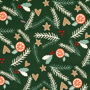 Baumwolle  mit Weihnachten-Motiv Farbe Grün