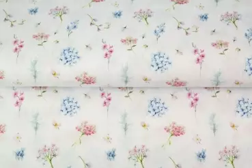 Jersey Blumenblüten Weiß