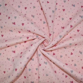 Double Gauze Musselin rosa mit Herzchen