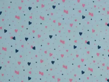 Musselin Double Gauze Druck Sweet Hearts - rosa