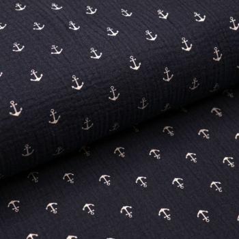 Musselin navy - Anker weiss