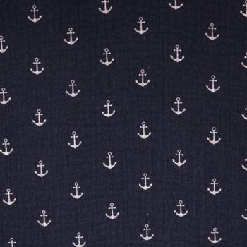 Musselin navy - Anker weiss
