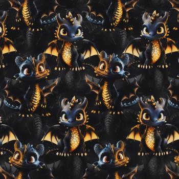 French Terry Black Dragon