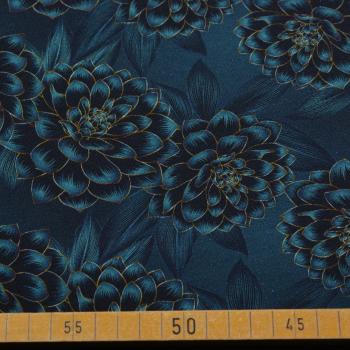 Jersey Madita Floral Blumen klein petrol/schwarz
