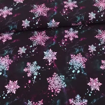 French Terry - Schneeflocken - schwarz