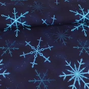 French Terry - Schneeflocken Navy