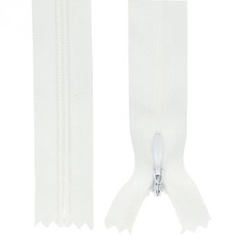 Nahtverdeckter Reißverschluss 25 cm weiss