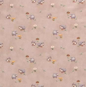 Jersey kleine Igel & Pilze dunkelbeige