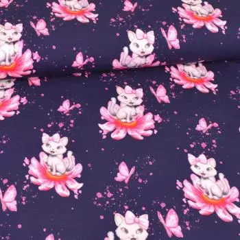 Jersey Motiv Katzen Frühling