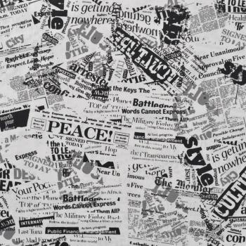 Baumwoll Druck Newspaper Black / White