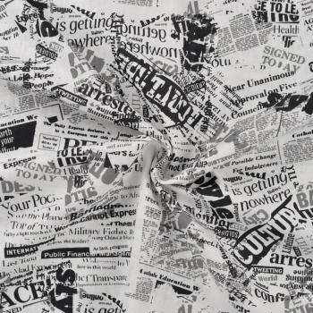 Baumwoll Druck Newspaper Black / White