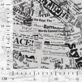 Baumwoll Druck Newspaper Black / White