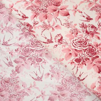 Baumwoll Druck Rosen, Flieder rot