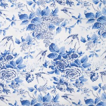 Baumwoll Druck Rosen, Flieder blau