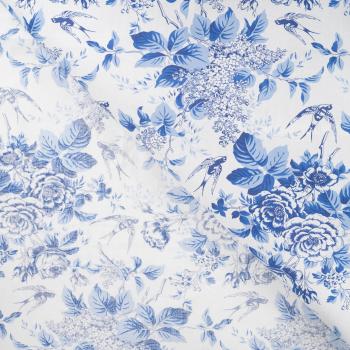 Baumwoll Druck Rosen, Flieder blau