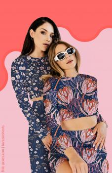 Modal French Terry Flower Dream rosa/ dunkelblau