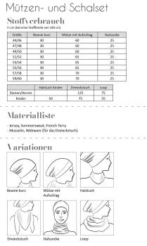 Preview: Papierschnittmuster Mützen- & Schalset Damen, Herren, Kinder