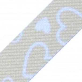 Paspelband  beige mit weiße Herzen