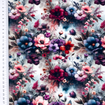 Jersey Floral Blumen Muster klein Rot